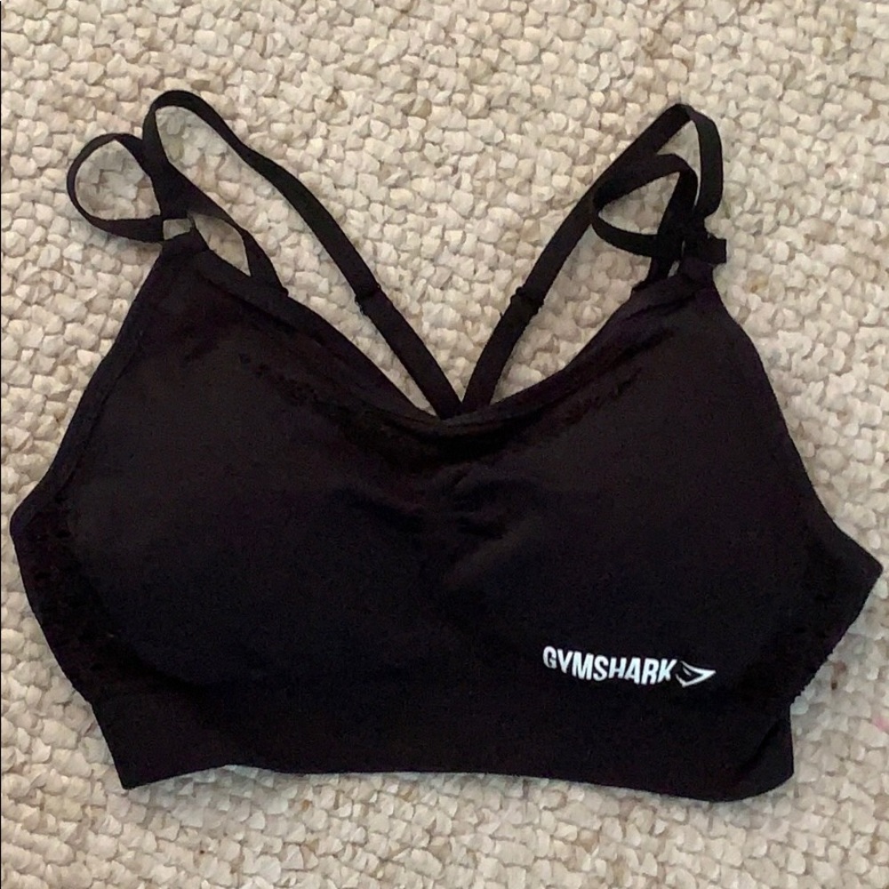 Small black gym shark sports bra